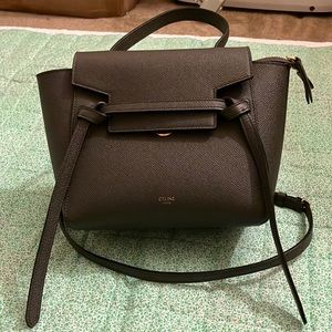 Celine Nano Belt Bag in Grained Calfskin Leather Grey